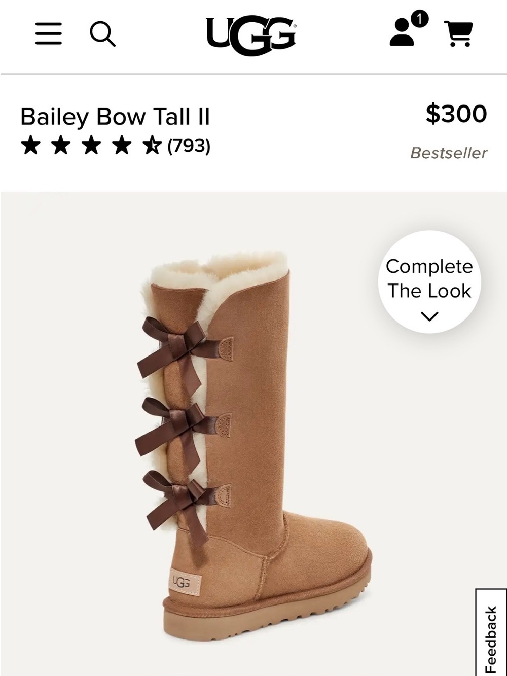 UGG-Bailey Bow Tall II
Size 6